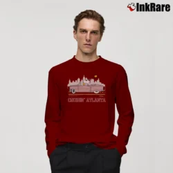 Men’s 1980s Snoopy Woodstock Cruisin Atlanta Long-Sleeve Shirt in maroon | Sleek, Lightweight, Year-Round Wear