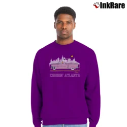 Men’s 1980s Snoopy Woodstock Cruisin Atlanta Crewneck Sweatshirt in purple | Cozy Fabric, Clean Style