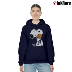 Women’s 1980s Snoopy Woodstock Hugging Cozy Hoodie in navy | Warm, Structured, Stylish