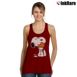 Women’s 1980s Snoopy Woodstock Hugging Tank Top in maroon | Lightweight, Movement-Friendly
