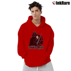 Men’s 1980s Star Wars Return Of The Jedi Luke Darth Vader Cartoon Pullover Hoodie in red | Cozy, Durable, Modern Fit