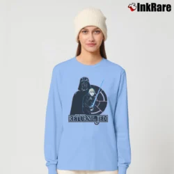Women’s 1980s Star Wars Return Of The Jedi Luke Darth Vader Cartoon Long-Sleeve Top in light blue | Sleek, Versatile, All-Season