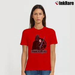 Women’s 1980s Star Wars Return Of The Jedi Luke Darth Vader Cartoon Signature T-Shirt in red | Soft, Flattering Fit