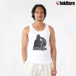 Men’s 1980s Star Wars Return Of The Jedi Luke Darth Vader Cartoon Tank Top in white | Breathable, Active-Friendly Design