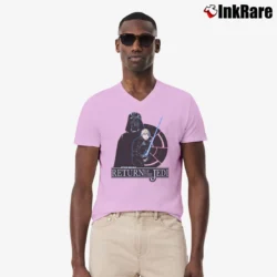 Men’s 1980s Star Wars Return Of The Jedi Luke Darth Vader Cartoon V-Neck Tee in light pink | Sharp, Breathable, Everyday Staple