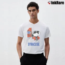 Men’s 1980s Syracuse University Snoopy V-Neck Tee in white | Sharp, Breathable, Everyday Staple