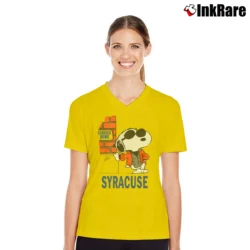 Women’s 1980s Syracuse University Snoopy V-Neck Tee in yellow | Chic Neckline, Soft Texture