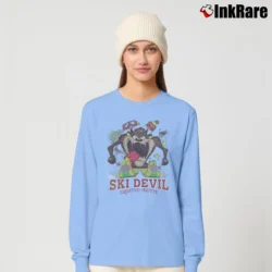 Women’s 1980s Taz Looney Tunes Ski Devil Long-Sleeve Top in light blue | Sleek, Versatile, All-Season