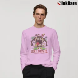 Men’s 1980s Taz Looney Tunes Ski Devil Long-Sleeve Shirt in light pink | Sleek, Lightweight, Year-Round Wear