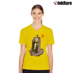 Women’s 1980s The Batman DC Comics Classic V-Neck Tee in yellow | Chic Neckline, Soft Texture