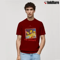 Men’s 1980s The Simpsons 80s 90s Comedy Cartoon Classic T-Shirt in maroon | Soft, Breathable Everyday Wear