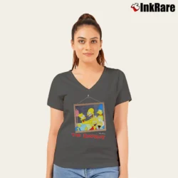 Women’s 1980s The Simpsons 80s 90s Comedy Cartoon V-Neck Tee in charcoal | Chic Neckline, Soft Texture