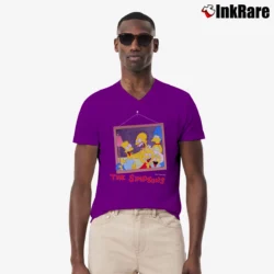 Men’s 1980s The Simpsons 80s 90s Comedy Cartoon V-Neck Tee in purple | Sharp, Breathable, Everyday Staple