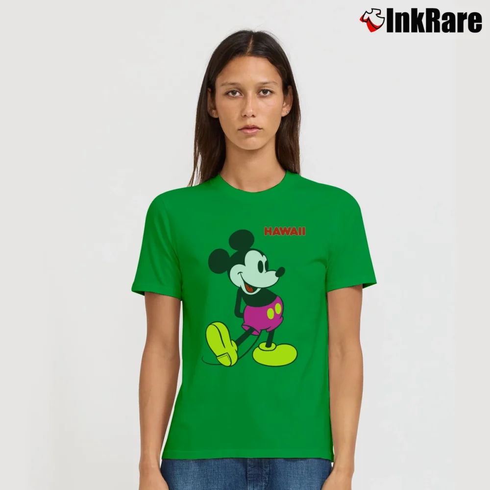 Women’s 1980s Vintage Hawaii Mickey Mouse Signature T-Shirt in irish green | Soft, Flattering Fit