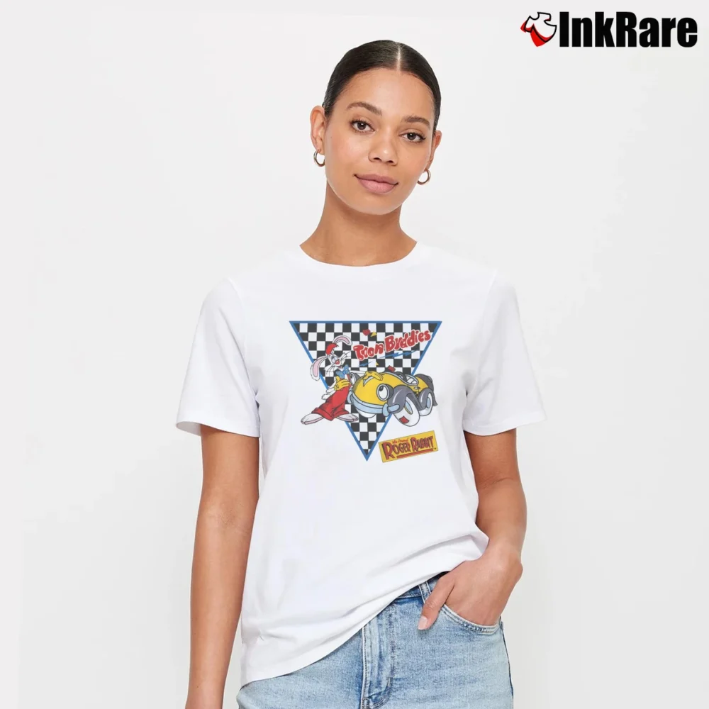 Women’s 1980s Who Framed Roger Rabbit Disney Movie Promo Signature T-Shirt in white | Soft, Flattering Fit