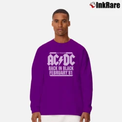 Men’s 1981 Acdc Back In Black Australian Tour for Rock Fans Long-Sleeve Shirt in purple | Sleek, Lightweight, Year-Round Wear