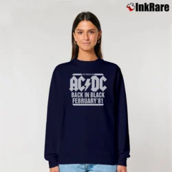Women’s 1981 Acdc Back In Black Australian Tour for Rock Fans Relaxed Sweatshirt in navy | Soft, Laid-Back Vibe