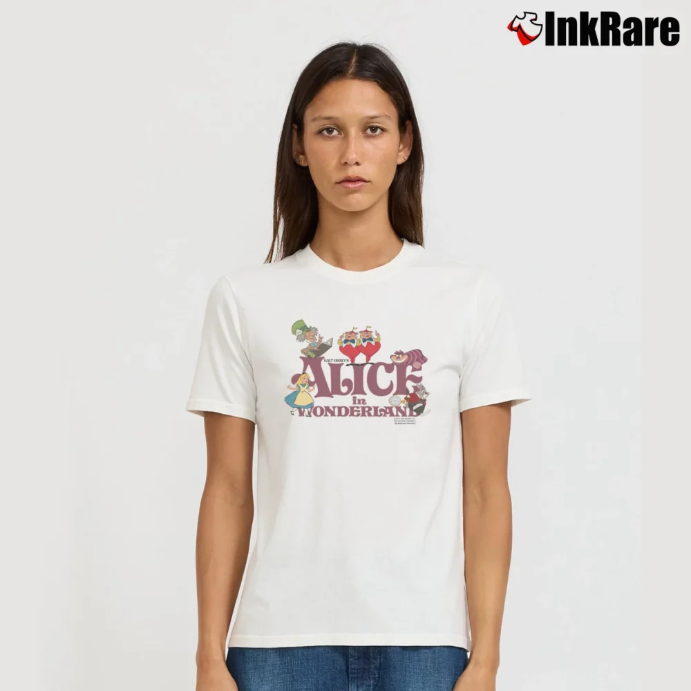 Women’s 1981 Alice In Wonderland Disney Signature T-Shirt in white | Soft, Flattering Fit