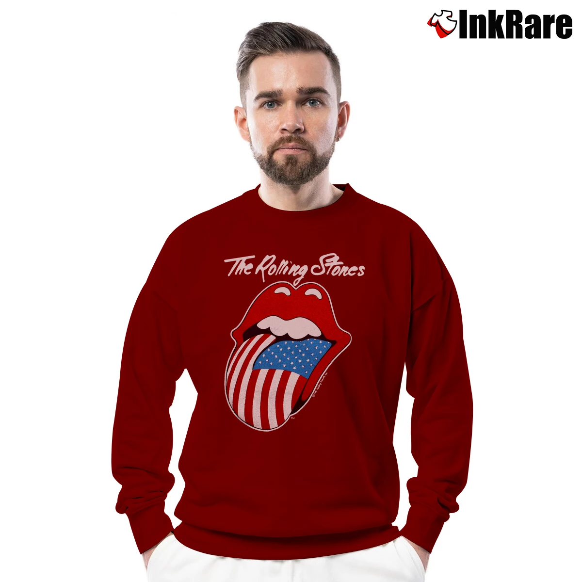 Men’s 1981 Rolling Stones Tour Crewneck Sweatshirt in maroon | Cozy Fabric, Clean Style