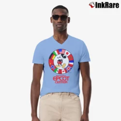 Men’s 1982 Epcot Center Disney Vintage V-Neck Tee in light blue | Sharp, Breathable, Everyday Staple