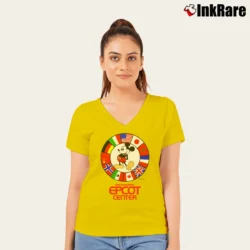 Women’s 1982 Epcot Center Disney Vintage V-Neck Tee in yellow | Chic Neckline, Soft Texture