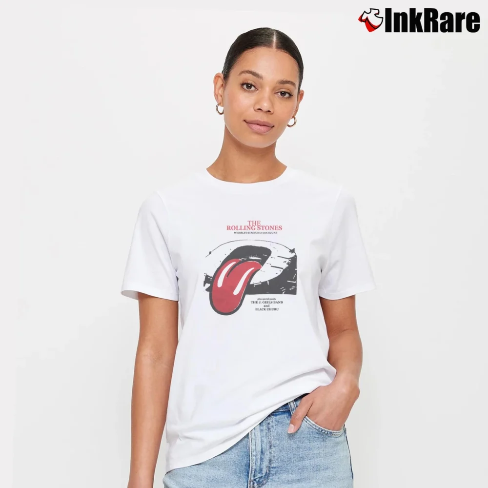 Women’s 1982 Rolling Stones Wembley Stadium Concert Signature T-Shirt in white | Soft, Flattering Fit