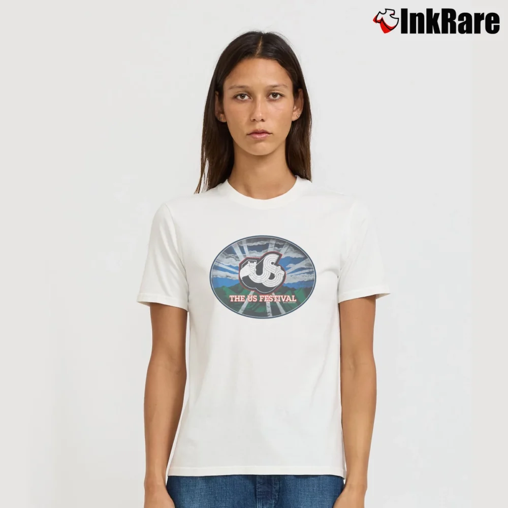 Women’s 1982 US Festival Concert Rock Bands Signature T-Shirt in white | Soft, Flattering Fit