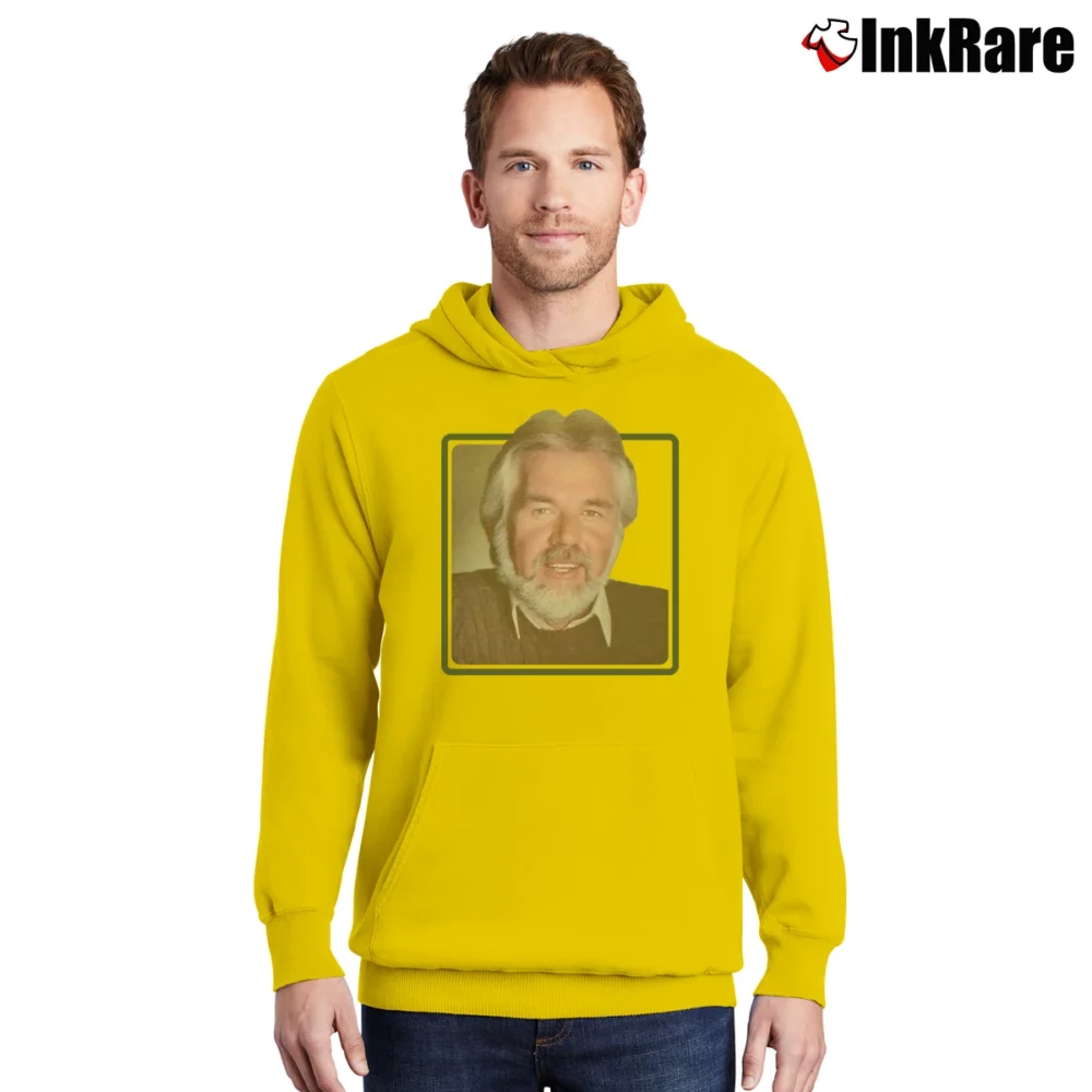 Men’s 1983 Kenny Rogers Country Rock Tour Pullover Hoodie in yellow | Cozy, Durable, Modern Fit