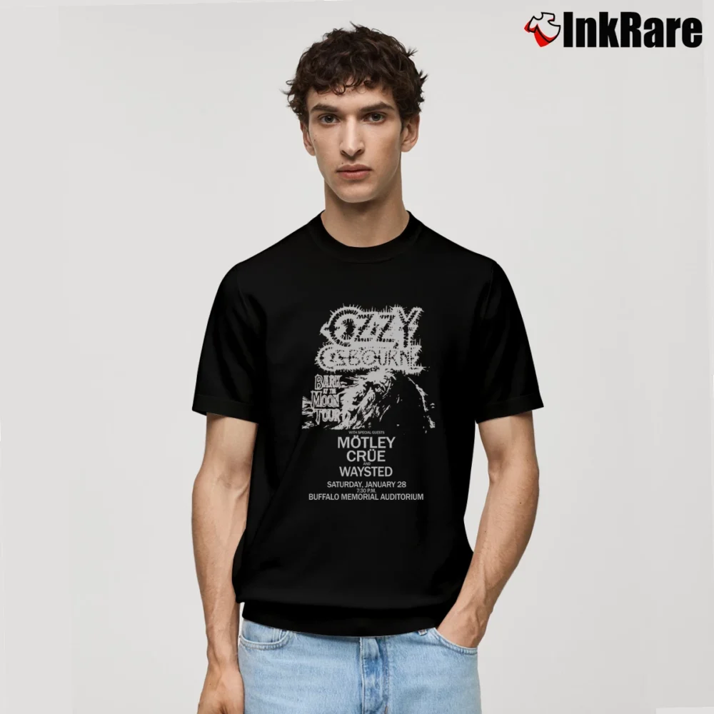 Men’s 1983 Ozzy Osbourne Motley Crue Buffalo Concert Classic T-Shirt in black | Soft, Breathable Everyday Wear