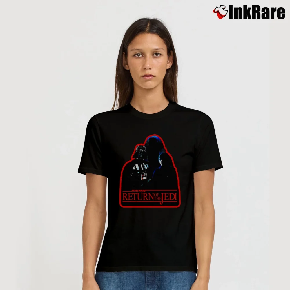 Women’s 1983 Star Wars Return Of The Jedi Darth Vader Promo Signature T-Shirt in black | Soft, Flattering Fit