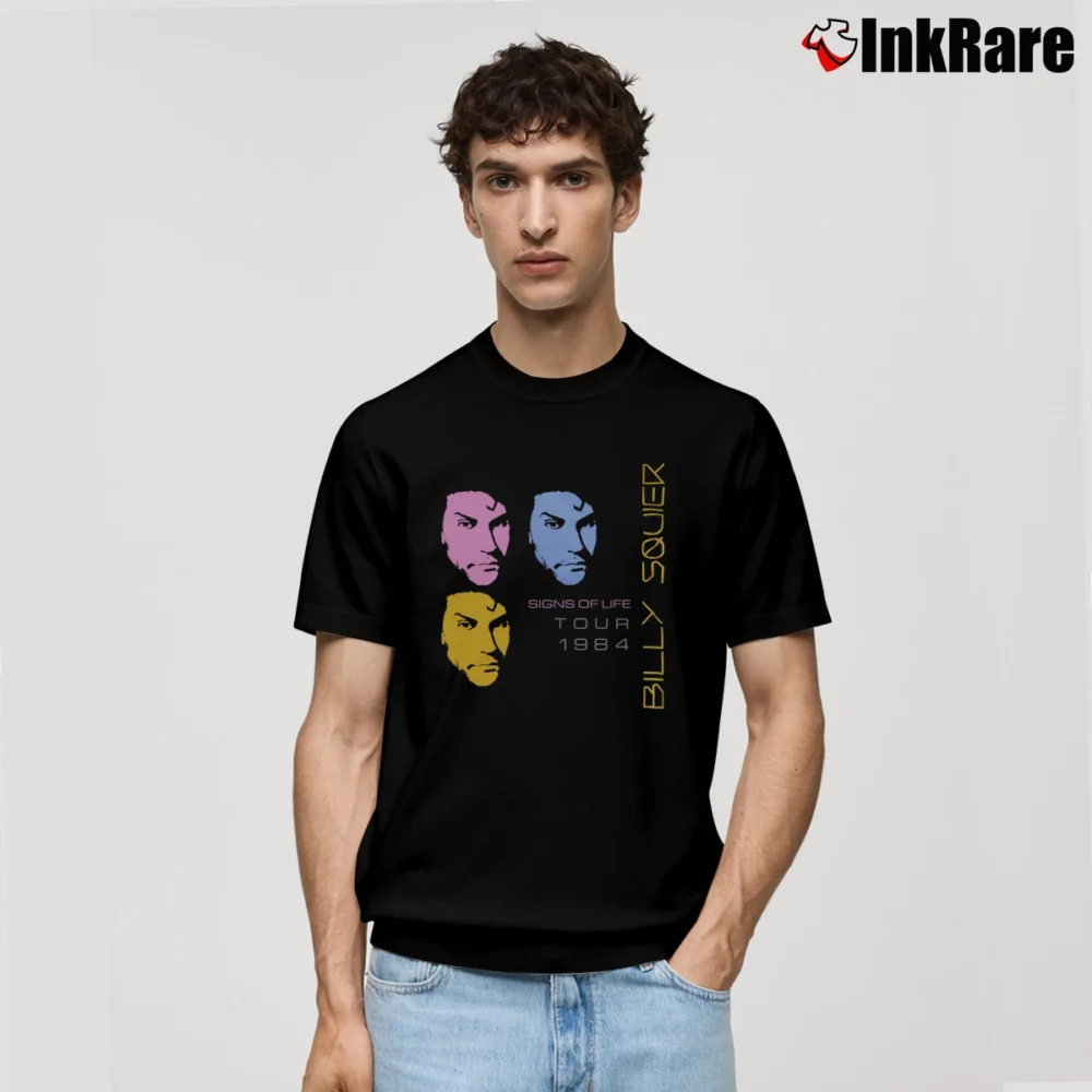 Men’s 1984 Billy Squire Signs Of Life Tour Rock Classic T-Shirt in black | Soft, Breathable Everyday Wear