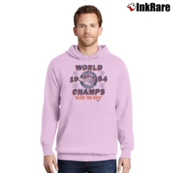 Men’s 1984 Detroit Tigers Champs Bless You Boys Pullover Hoodie in light pink | Cozy, Durable, Modern Fit