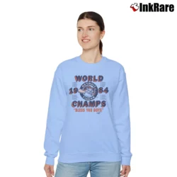 Women’s 1984 Detroit Tigers Champs Bless You Boys Relaxed Sweatshirt in light blue | Soft, Laid-Back Vibe