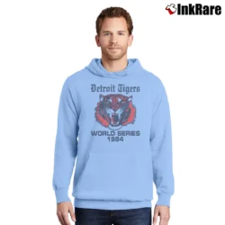 Men’s 1984 Detroit Tigers World Series 80s Pullover Hoodie in light blue | Cozy, Durable, Modern Fit