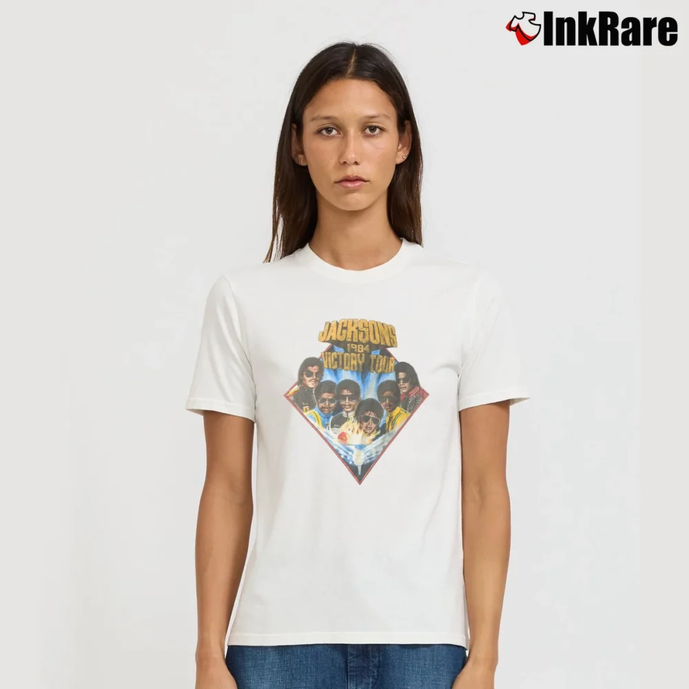 Women’s 1984 Jacksons Victory Tour Signature T-Shirt in white | Soft, Flattering Fit
