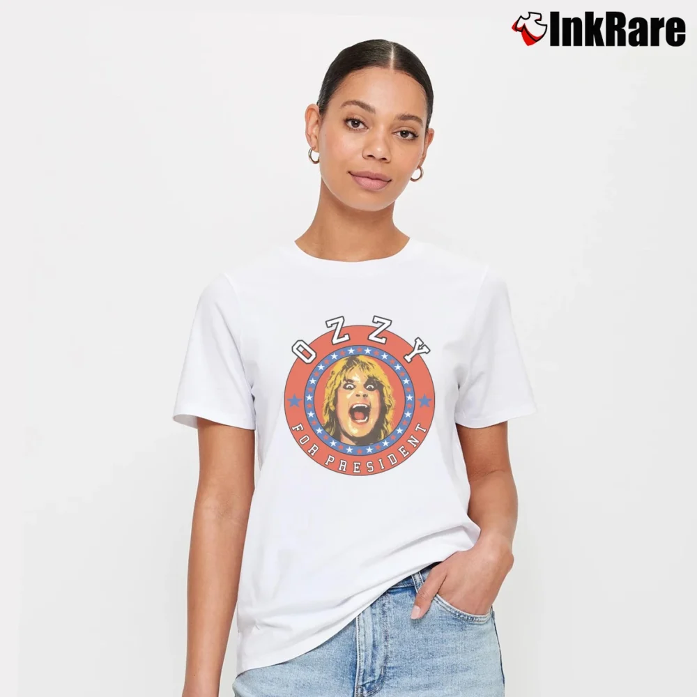 Women’s 1984 Ozzy Osbourne For President Signature T-Shirt in white | Soft, Flattering Fit