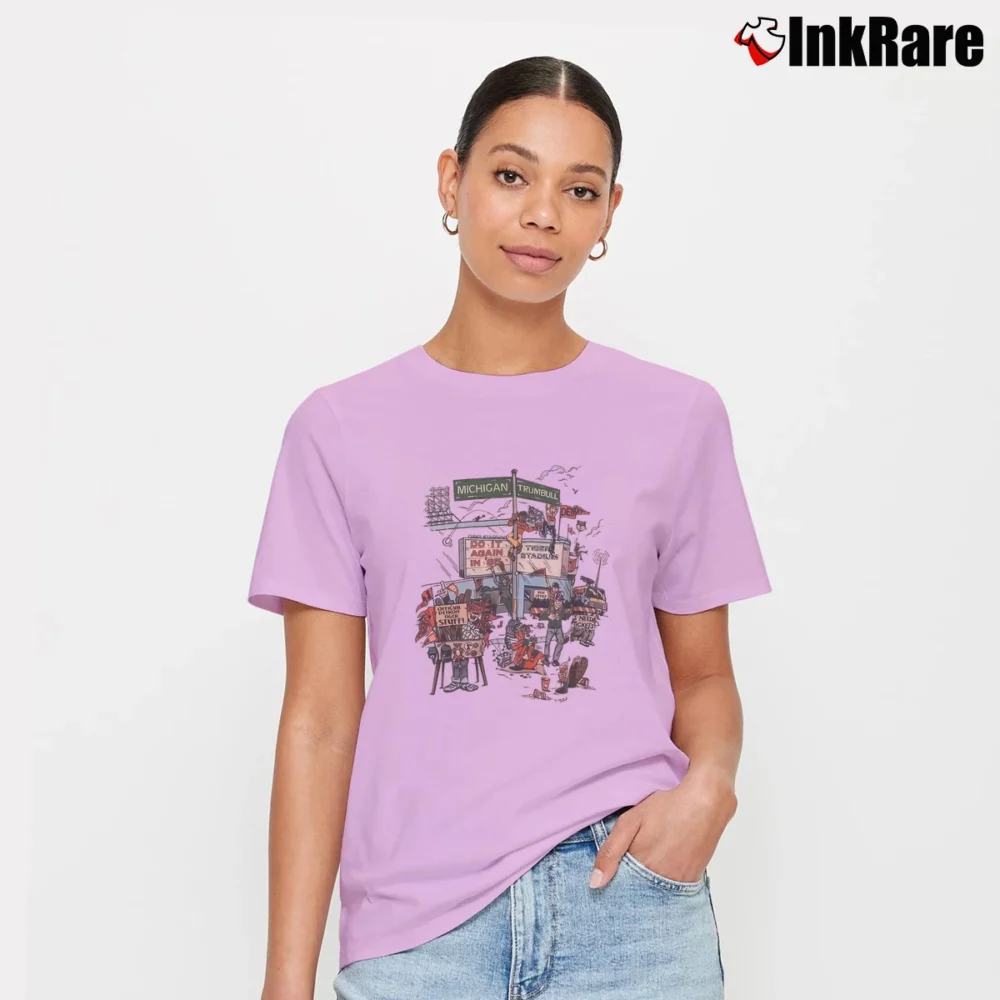 Women’s 1985 Detroit Tigers Old Stadium MLB World Series Signature T-Shirt in light pink | Soft, Flattering Fit