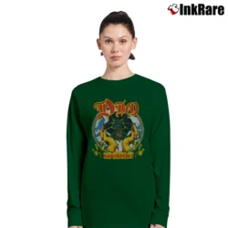 Women’s 1985 Dio Sacred Heart Album Tour Dragon Band Long-Sleeve Top in forest green | Sleek, Versatile, All-Season