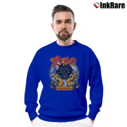 Men’s 1985 Dio Sacred Heart Album Tour Dragon Band Crewneck Sweatshirt in royal blue | Cozy Fabric, Clean Style
