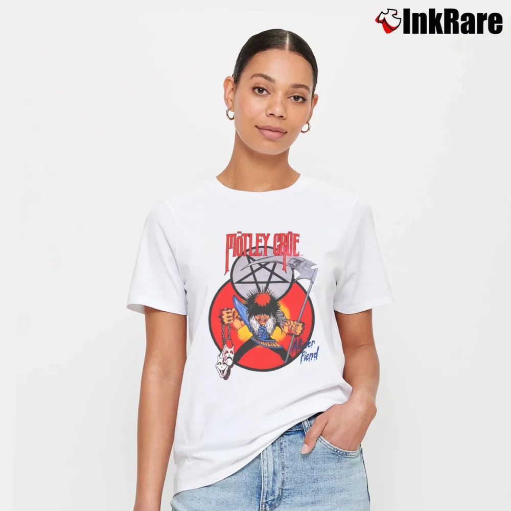 Women’s 1985 Motley Crue Theatre Of Pain Tour Signature T-Shirt in white | Soft, Flattering Fit