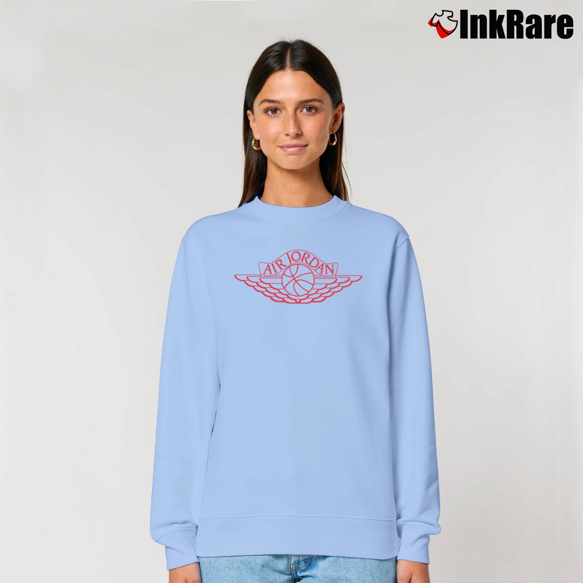 Women’s 1985 Nike Air Jordan Wings Logo Relaxed Sweatshirt in light blue | Soft, Laid-Back Vibe