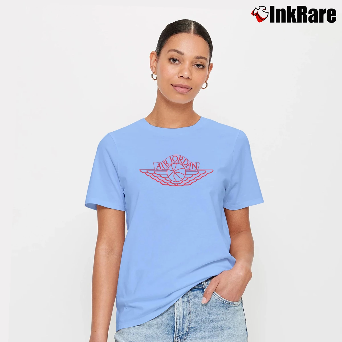Women’s 1985 Nike Air Jordan Wings Logo Signature T-Shirt in light blue | Soft, Flattering Fit