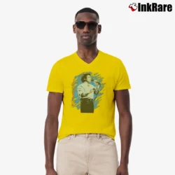 Men’s 1985 Paul Rodgers The Firm Tour V-Neck Tee in yellow | Sharp, Breathable, Everyday Staple