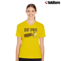 Women’s 1985 Snoopy Joe Pro Golf Peanuts V-Neck Tee in yellow | Chic Neckline, Soft Texture