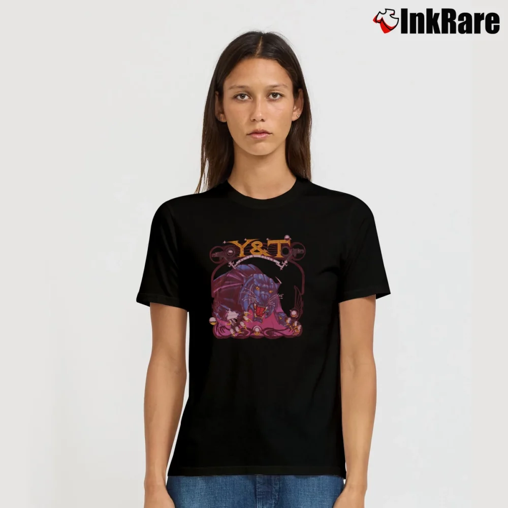 Women’s 1985 Y&T Black Tiger Tour Band Signature T-Shirt in black | Soft, Flattering Fit