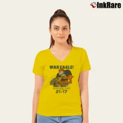 Women’s 1986 Auburn Tigers Iron Bowl V-Neck Tee in yellow | Chic Neckline, Soft Texture