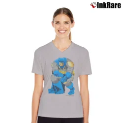 Women’s 1986 Batman Frank Miller DC Comics Graphic V-Neck Tee in sport grey | Chic Neckline, Soft Texture