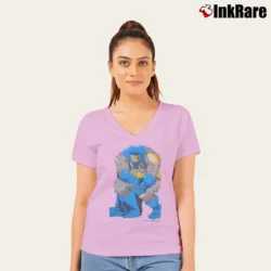 Women’s 1986 Batman Frank Miller Lynn Varley Classic V-Neck Tee in light pink | Chic Neckline, Soft Texture