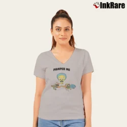 Women’s 1986 Looney Tunes Tweety Bird V-Neck Tee in sport grey | Chic Neckline, Soft Texture