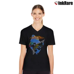 Women’s 1987 Boston Band Third Stage Tour V-Neck Tee in black | Chic Neckline, Soft Texture